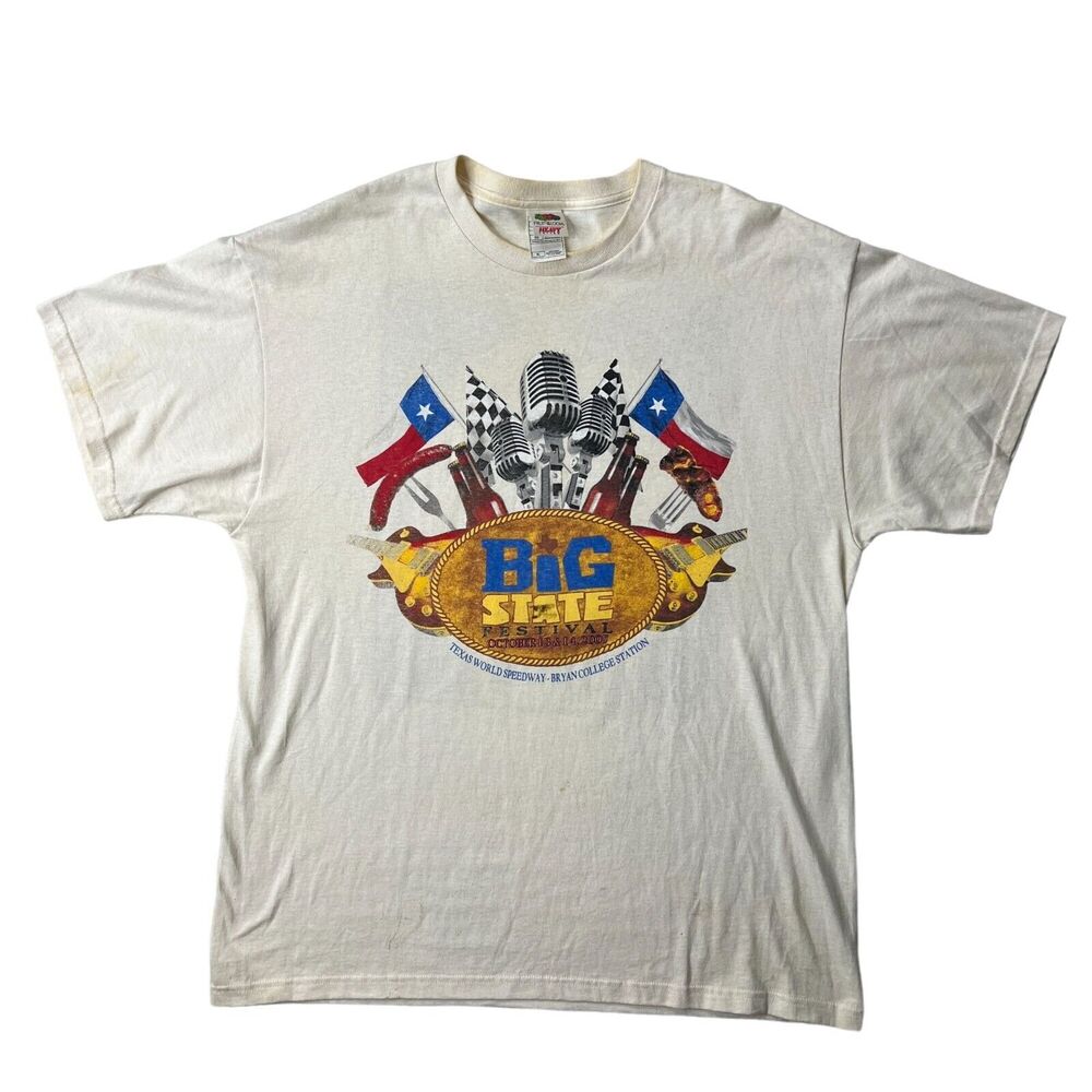 2007 Texas Big State Festival White T-Shirt Mens Sz XL Willie Nelson Tim McGraw